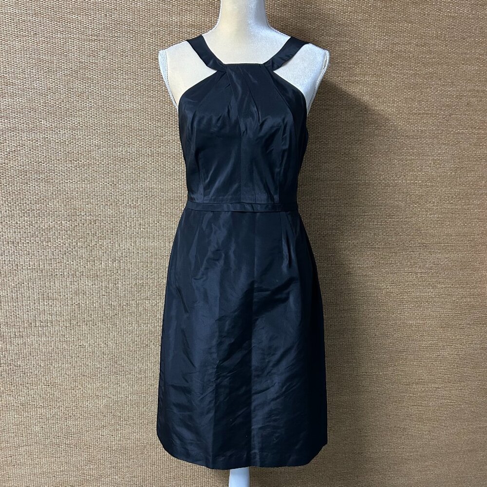 J.Crew Dress Women's 8 Black 100% Silk Sleeveless Midi Cocktail Dress
